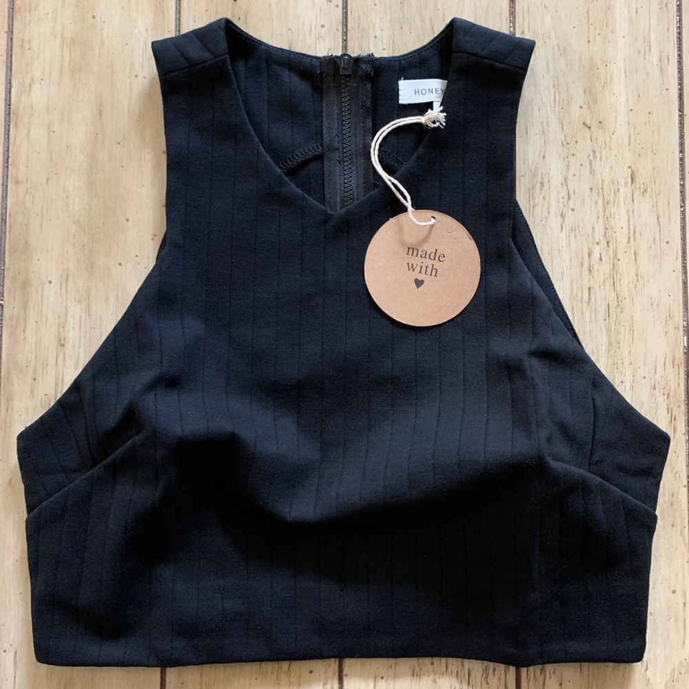 HONEY PUNCH Black Basic Dressy High Neck Crop Top